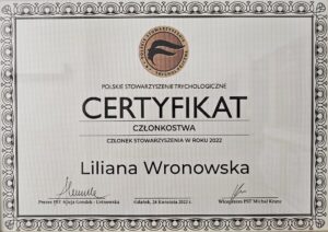 certyfikat - polskie stowarzyszenie trychologiczne